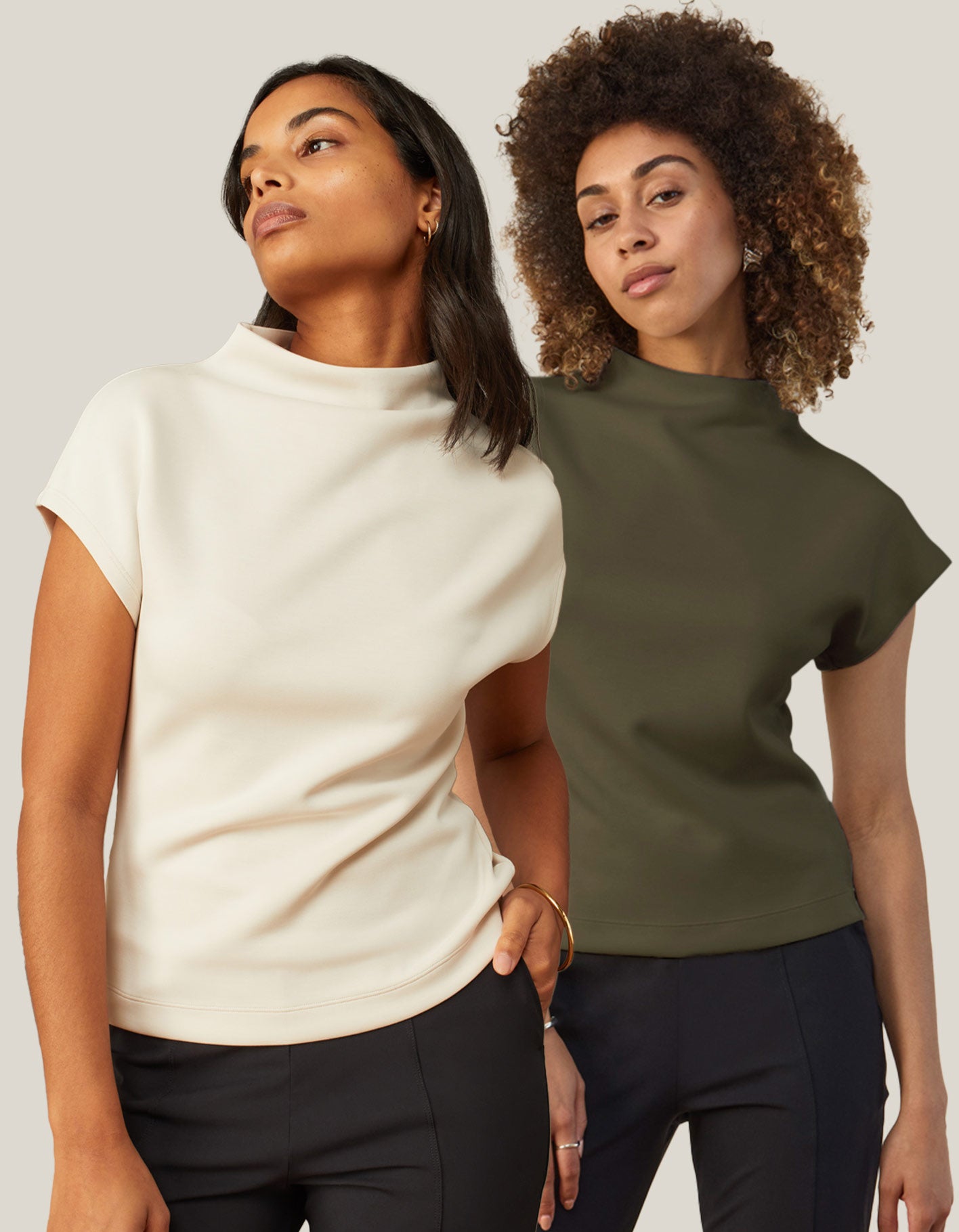 Cap Sleeve Mock Neck Top (2-Pack)