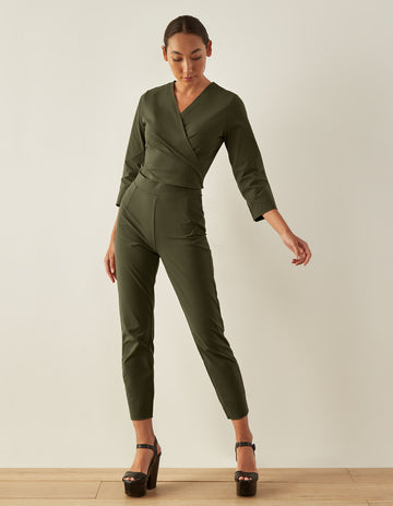 Moss green jumpsuit outlet