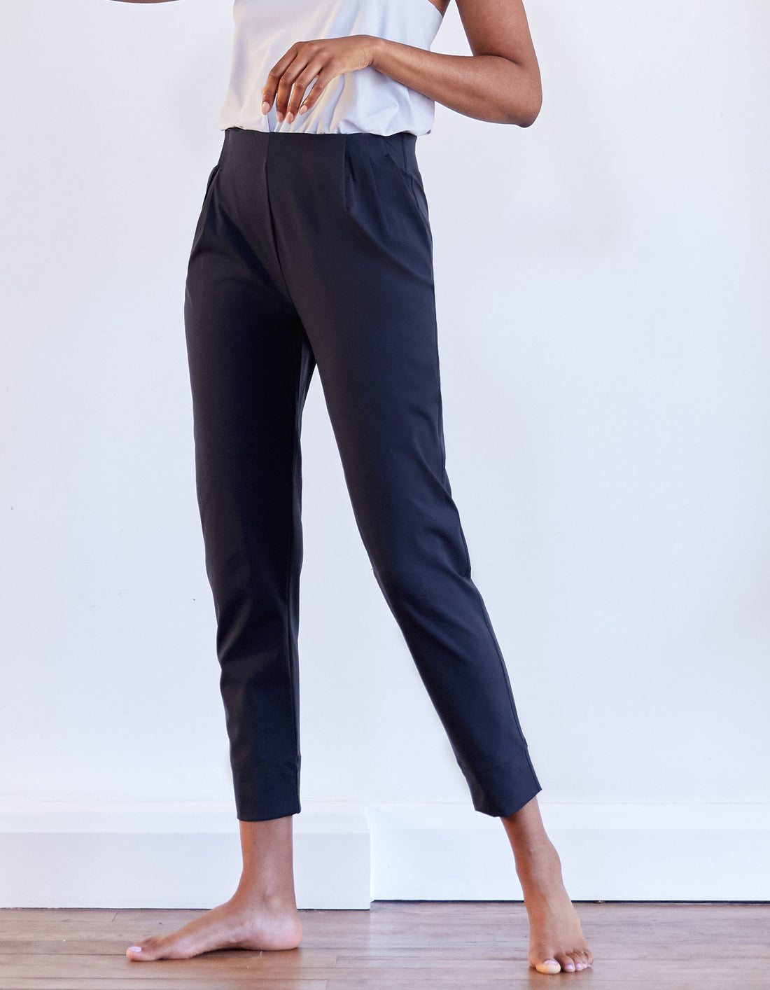 Pants with logo and turn-up